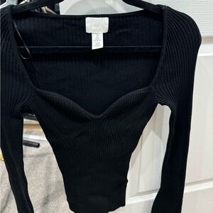 H&M Elegant Black Long Sleeve Top